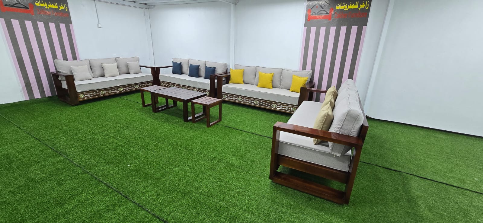 الطقم خارجي الخشب مرندي 12 شخص مع 3 طاولات