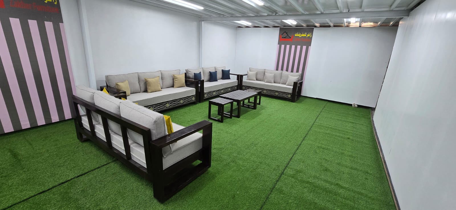 الطقم خارجي الخشب مرندي 12 شخص مع 3 طاولات - Image 2